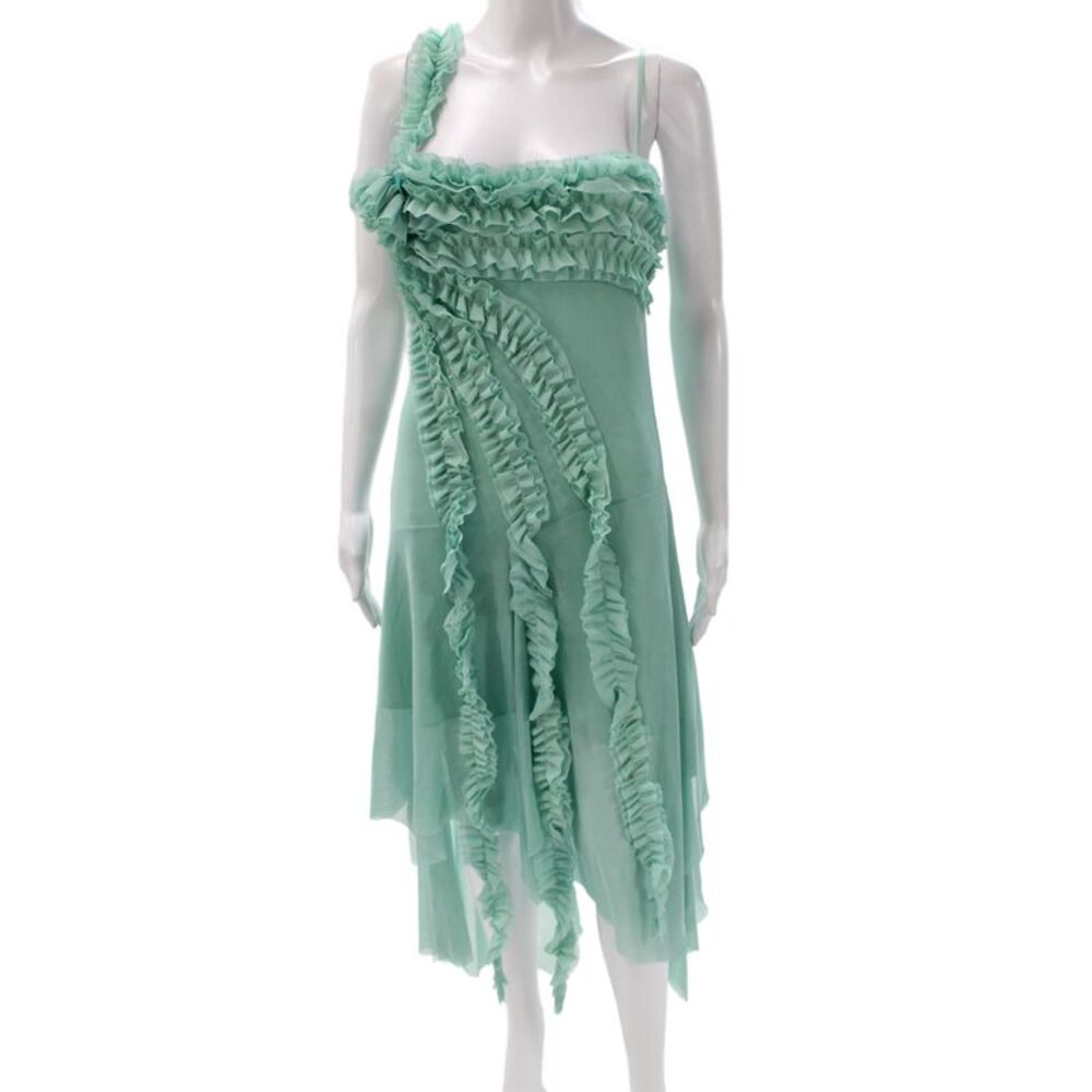 Tyler McGillivary Womens Slip Dress Green Chiffon Knee Length Size L